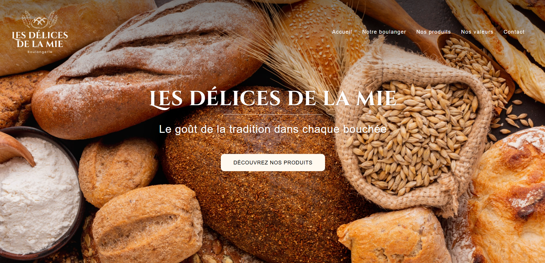 capture d'écran du site fictif Les délices de la mie