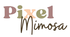 Logo Pixel Mimosa, développeuse web freelance