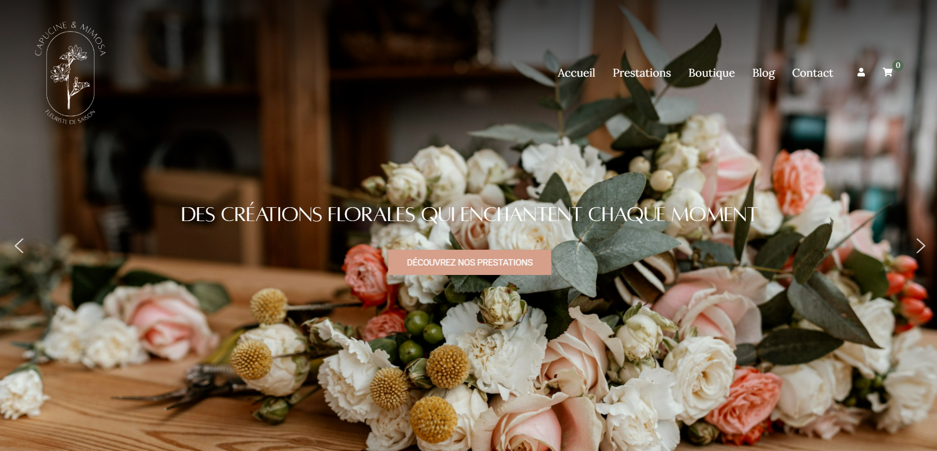 capture d'écran du site fictif Capucine&Mimosa